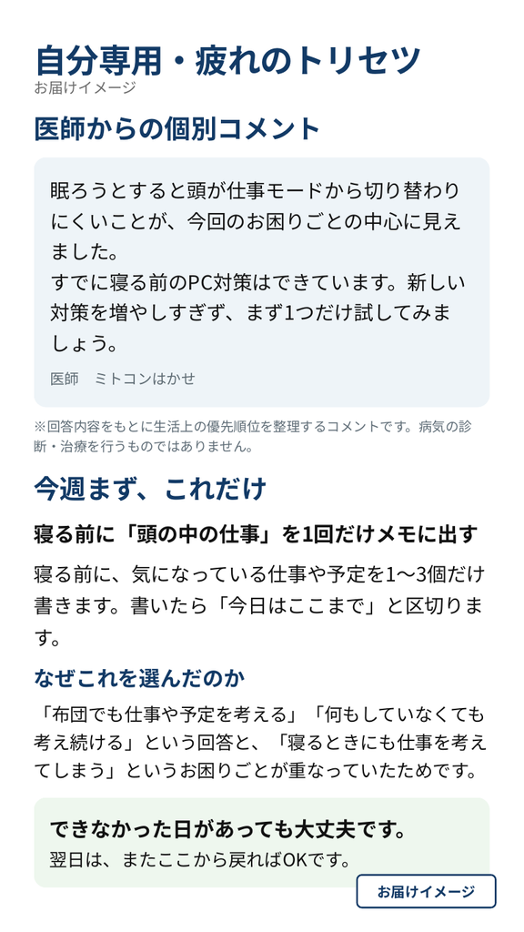自分専用・疲れのトリセツ お届けイメージ 2ページ目